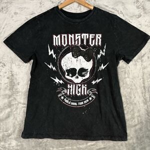 Monster High World Ghoul Tour T-Shirt - Black Distressed Medium - 100% Cotton
